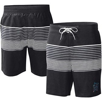 Men's G-III Sports by Carl Banks Black Miami Marlins Coastline Volley Swim Shorts