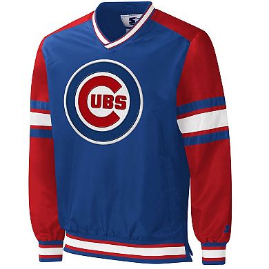 Men's Starter Royal Chicago Cubs Yardline V-Neck Pullover Windbreaker
