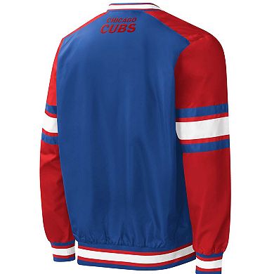 Men's Starter Royal Chicago Cubs Yardline V-Neck Pullover Windbreaker