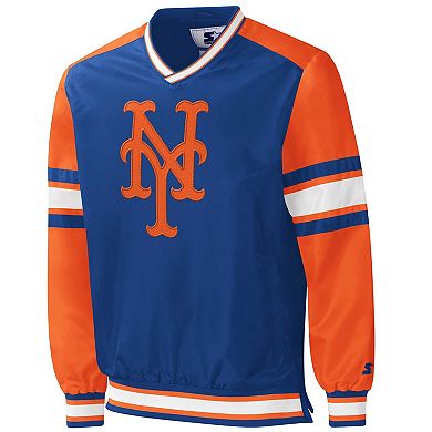 Men's Starter Royal New York Mets Yardline V-Neck Pullover Windbreaker