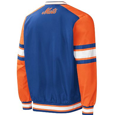 Men's Starter Royal New York Mets Yardline V-Neck Pullover Windbreaker