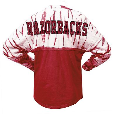 Women's Cardinal Arkansas Razorbacks Tie-Dye Long Sleeve Jersey T-Shirt