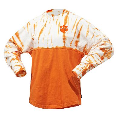 Women's Orange Clemson Tigers Tie-Dye Long Sleeve Jersey T-Shirt