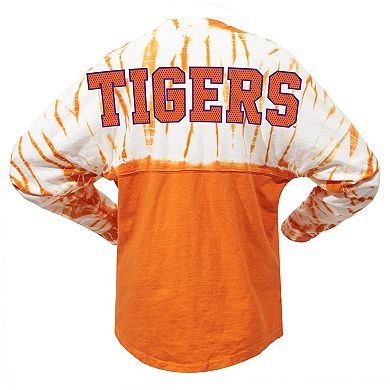 Women's Orange Clemson Tigers Tie-Dye Long Sleeve Jersey T-Shirt