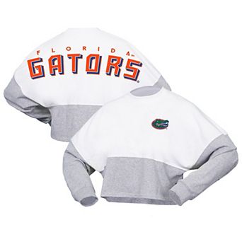 Women's Spirit Jersey White Florida Gators Heather Block Cropped Long Sleeve Jersey T-Shirt
