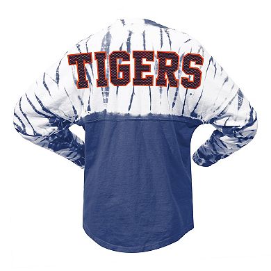Women's Navy Auburn Tigers Tie-Dye Long Sleeve Jersey T-Shirt