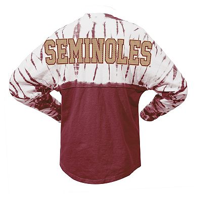 Women's Garnet Florida State Seminoles Tie-Dye Long Sleeve Jersey T-Shirt