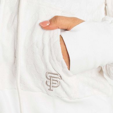 Women's Lusso White San Francisco Giants Tabitha Cheetah Terry Full-Zip Sweatshirt