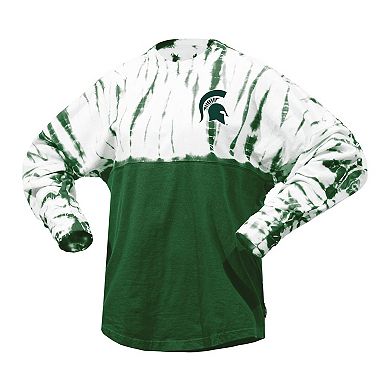 Women's Green Michigan State Spartans Tie-Dye Long Sleeve Jersey T-Shirt