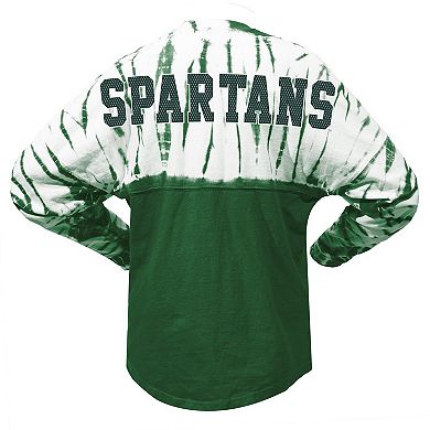 Women's Green Michigan State Spartans Tie-Dye Long Sleeve Jersey T-Shirt