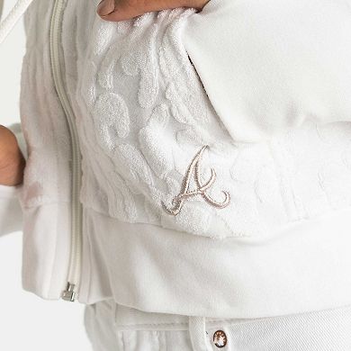 Women's Lusso White Atlanta Braves Tabitha Cheetah Terry Full-Zip Sweatshirt