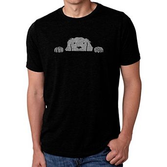 Peeking Dog - Men's Premium Blend Word Art T-Shirt