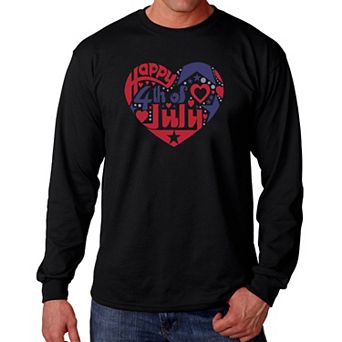 July 4th Heart - Men's Word Art Long Sleeve T-shirt