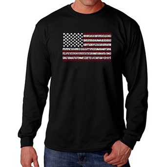 50 States USA Flag - Men's Word Art Long Sleeve T-shirt