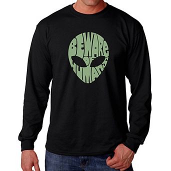 Beware of Humans - Men's Word Art Long Sleeve T-shirt