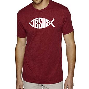 Christian Jesus Name Fish Symbol - Men's Premium Blend Word Art T-Shirt