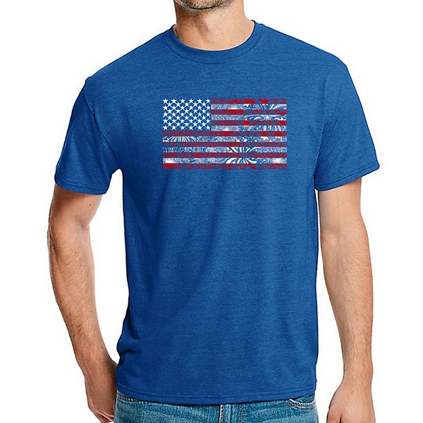 Fireworks American Flag - Men's Premium Blend Word Art T-Shirt