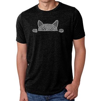 Peeking Cat - Men's Premium Blend Word Art T-Shirt