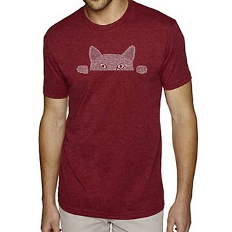 Peeking Cat - Men's Premium Blend Word Art T-Shirt