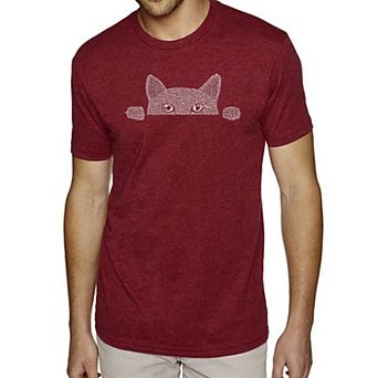 Peeking Cat - Men's Premium Blend Word Art T-Shirt
