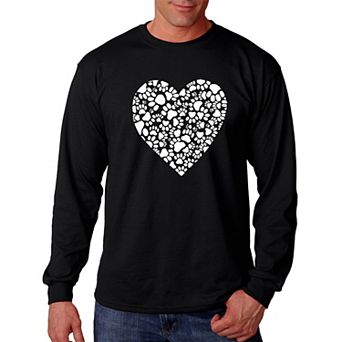 Paw Prints Heart - Men's Word Art Long Sleeve T-shirt
