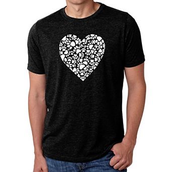 Paw Prints Heart - Men's Premium Blend Word Art T-Shirt