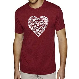 Paw Prints Heart - Men's Premium Blend Word Art T-Shirt