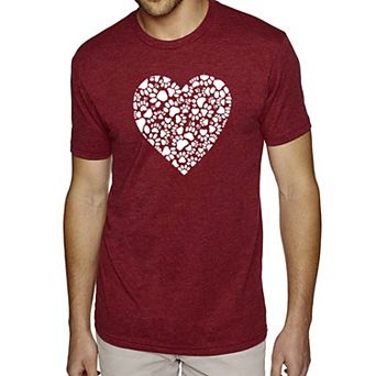 Paw Prints Heart - Men's Premium Blend Word Art T-Shirt