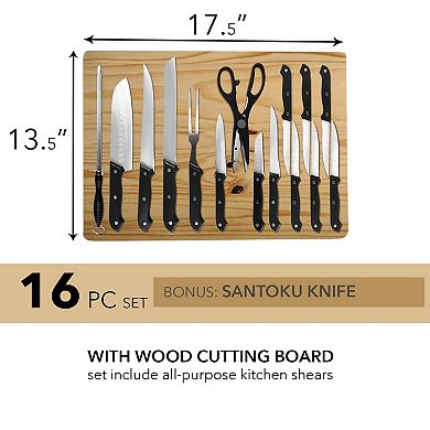 16 Piece Jumbo Cutting Board and Cutlery Set