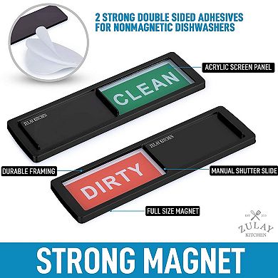 Dishwasher Clean Dirty Magnet Sign for Stainless Steel and Other Magnetic Surfaces