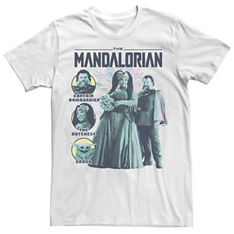 Men's Star Wars The Mandalorian Captain Bombardier Dutchess Grogu Graphic Tee