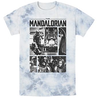 Men's Star Wars The Mandalorian Din Djarin Bo-Katan Driods Scenes Boxes Bombard Wash Graphic Tee