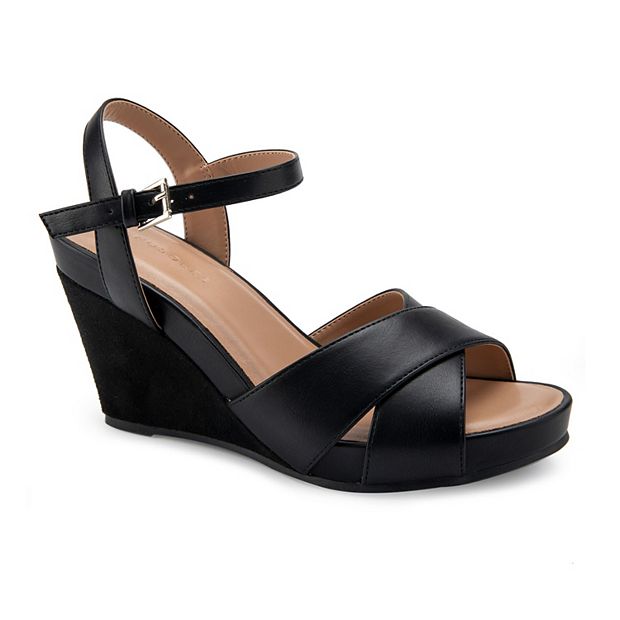 Women's Black Wedge Sandals