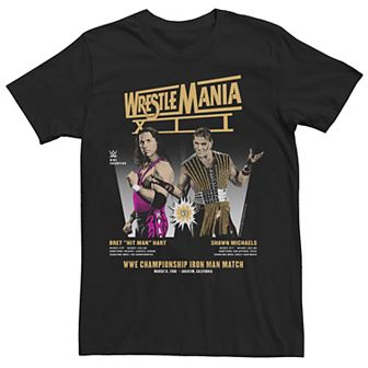 Men's WWE Wrestlemania XII Hit Man vs Shawn Michaels Retro Poster Graphic Tee