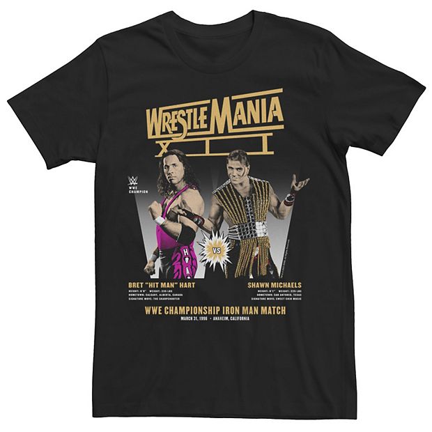Men's WWE Wrestlemania XII Hit Man vs Shawn Michaels Retro Poster