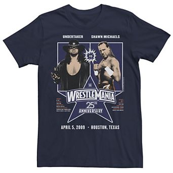 Men's WWE Wrestlemania 25th Undertaker vs Shawn Michaels Retro Poster Graphic Tee