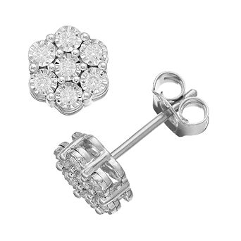 Diamond Brilliance 1/4 Carat T.W. Lab-Created Diamond Flower Earrings