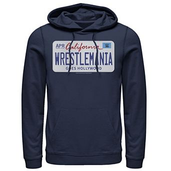 Men's WWE Wrestlemania Goes Hollywood California License Plate Graphic Hoodie