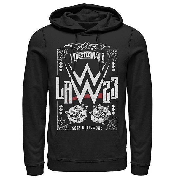 Men's WWE Wrestlemania Goes Hollywood LA 23 Roses Cobwebs Graphic Hoodie