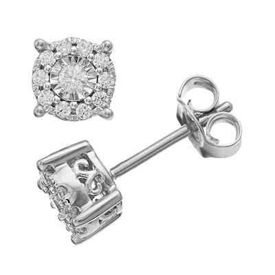 Diamond Brilliance Sterling Silver 1 4 Carat T.W. Lab Created Diamond Cluster Earrings