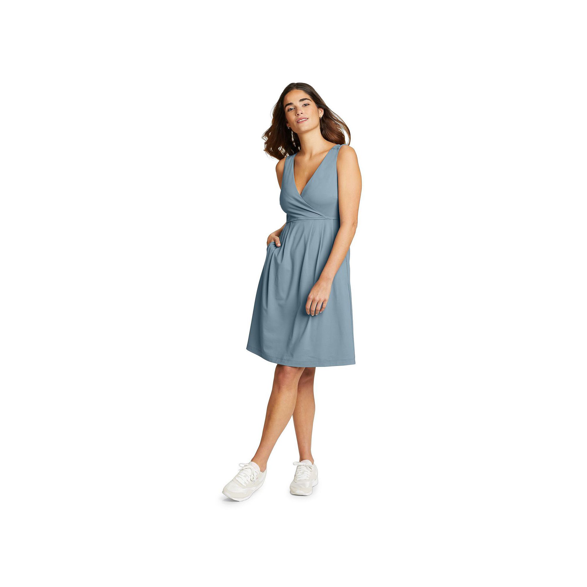 Womens Eddie Bauer Aster Crossover Tank Top Dress, Size: XL, Chambray Blue