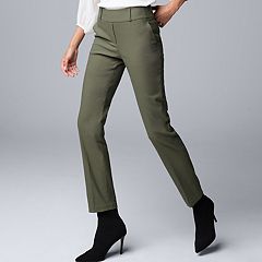Women with Control Olive Green Tall Slim Leg Ankle Pants w/ Waist
