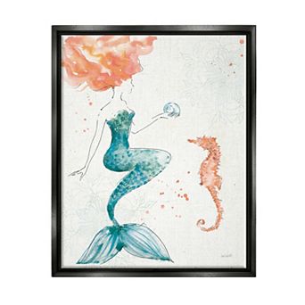 Stupell Home Decor Mermaid and Ocean Seahorse Framed Wall Art