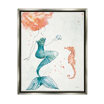 Stupell Home Decor Mermaid and Ocean Seahorse Framed Wall Art
