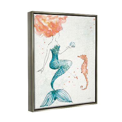 Stupell Home Decor Mermaid and Ocean Seahorse Framed Wall Art