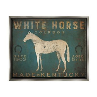 Stupell Home Decor White Horse Bourbon Vintage Metallic Framed Wall Art