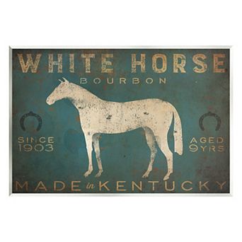 Stupell Home Decor White Horse Bourbon Vintage Wood Printed Wall Art
