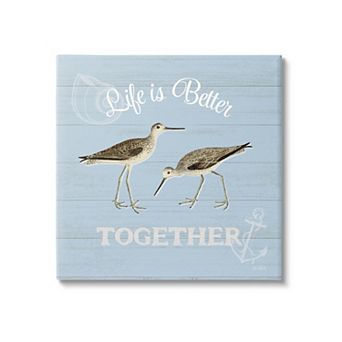 Stupell Home Decor Better Together Coastal Sandpipers Canvas Wall Art