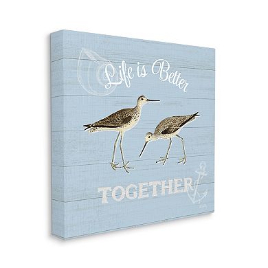 Stupell Home Decor Better Together Coastal Sandpipers Canvas Wall Art