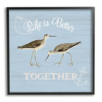 Stupell Home Decor Better Together Coastal Sandpipers Framed Wall Art
